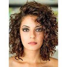 Side Swept Bangs Curly Mid Length Human Hair Lace Front Wigs 12 Inches Medium Curly Hair Styles Mid Length Curly Hairstyles Medium Length Curly Hair