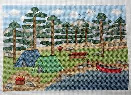 Camping counted cross stitch patterns. Camping By The Lake Counted Cross Stitch Pattern By Camp Cross Stitch Cross Stitch Camping Cross Stitch Camping Cross Stitch Patterns