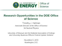 Research Opportunities In The Doe Office Of Science