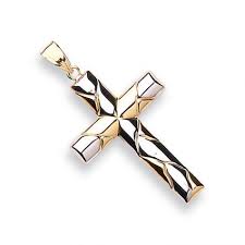Gold and White Gold Cross Necklace