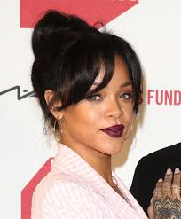 Rihanna Bun And Bangs