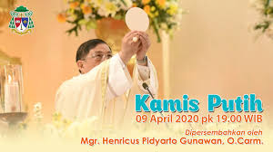 Kamis putih adalah hari kamis sebelum paskah, pada hari raya pekan suci ini umat kristen mempunyai tradisi memperingati perjamuan malam terakhir yang dipimpin oleh yesus. Perayaan Ekaristi Kamis Putih 09 April 2020 Pk 19 00 Wib Youtube