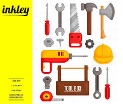 Garage Tools Clipart Toolbox Equipment Clip Art Home Etsy Tool Box Clip Art Home Repair