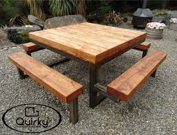 Quirky Outdoor Furniture Square 1500x1500mm Mild Steel Stained Macrocarpa Timber Http Www Wanakastainless Co Nz Outdoor Furniture Html Muebleria Madera