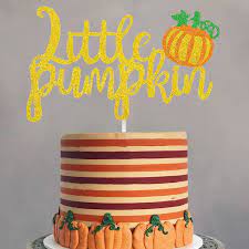 Amazon Com Gold Glittery Little Pumpkin Cake Topper For Fall Baby Shower Decor Fall Pumpkin Theme Birthday Party Halloween Thanksgiving Pumpkin Patch Gender Reveal Party Boys Girls Cake Decorations Supplies Grocery