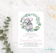 Koala Baby Shower Invitation Koala Party Girl Baby Shower Etsy Baby Shower Etsy Baby Shower Baby Shower Invitations