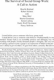 The Survival of Social Group Work: A Call to Action: Social Work With  Groups: Vol 27, No 1