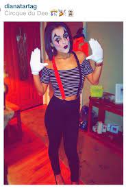 Diy Halloween Costume Mime Costume Diy Mime Costume Clown Makeup Mime Circus Halloween Costumes Clown Costume Women Halloween Circus