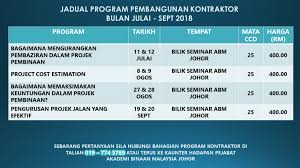 Mempunyai kad hijau cidb yang valid 2. Perancangan Program Kontraktor Mata Ccd Julai Okt 2018 Abm Selatan
