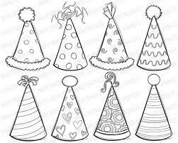 Partie Numerique Chapeaux Timbres Enfants Mignons Anniversaire Noir Clip Art Illustrations Dessins Croquis Telechar Hat Drawing Doodle Frames Easy Doodle Art