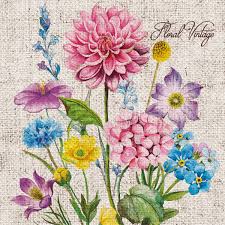 5272 Servilleta Decorada Vintage Flores Victorianas Decoupage Flores Retro