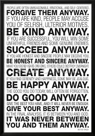 Mother Teresa Anyway Poster Posters Allposters Com Selfish Mothers Mother Quotes Psychology Quotes