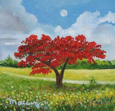 Flamboyanes en coamo, puerto ricomi época favorita del año.flamboyant trees in coamo, puerto ricomy favorite time of the year.video por: Afternoon Flamboyant Tree Painting By Alicia Maury
