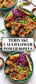 Teriyaki Cauliflower Power Bowls Vegan Gluten Free Recipe Healthy Bowls Recipes Vegan Bowl Recipes Vegan Cauliflower Recipes