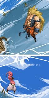 Ssj3 Goku Vs Kid Buu Love This Artwork Style Anime Dragon Ball Super Dragon Ball Art Goku Vs