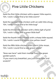 C ough and b ough. Poem Five Little Chickens Counting Rhyme Teachific