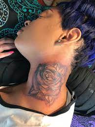 Neck Tattoo On Black Women Girl Neck Tattoos Stylist Tattoos Neck Tattoo