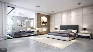 Modern bedroom designs focus on minimalism and a 'less is more' philosophy. Modern Bedroom Design With Big Bedroom Large Glass Wall Large White Curtain 2 Lampshade Modern Master Bedroom Modern Bedroom Design Contemporary Bedroom Design