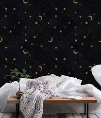 Ocean Galaxy Black And Gold Wall Mural From Happywall Wallpapers Celestial Galaxy Watercolour Wallmurals Space St In 2020 Wall Murals Gold Walls Mural Wallpaper