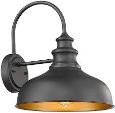 Where is the light manufactured? Bestshared Farmhouse Gooseneck Barn Light Outdoor Wall Sconce 1 Light Outdoor Black Finish Lantern For Porch With Contrast Color Interior Amazon Com