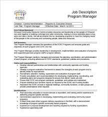This program manager job description template is optimized for posting to online job boards or careers pages and easy to customize for your company. Program Manager Job Description Template 10 Free Word Pdf Format Download Free Premium Templates