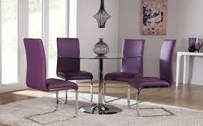 Orbit Round Glass Chrome Dining Table And 4 Chairs Set Perth Purple Dining Room Furniture Chrome Dining Table Minimalist Dining Room