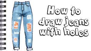 Learn how to draw a trousers or pants for kids easy and step by step. How To Draw Ripped Jeans With Holes Step By Step Drawing Tutorial Distressed Denim With Markers Youtube