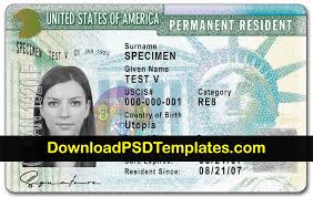The steps you must take to apply for a green card will vary depending on your individual situation. Us Permanent Resident Template Green Card Psd File Green Card Usa Green Cards Birth Certificate Template