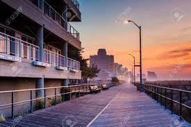 The concept of the boardwalk. The Boardwalk In Sunrise In Ventnor City New Jersey Stock Photo Picture And Royalty Free Image Image 77030562