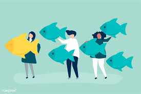 People Carrying Fish Icons In Leadership Concept Free Image By Rawpixel Com Fish Icon Free Hand Drawing Avatar Characters