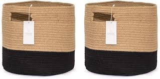 The perfect basket to store away items when not in use. Amazon Com Chloe And Cotton Woven Fabric Cube Storage Baskets 13 X 13 Rope Cubby Storage Kids Laundry Hamper Dog Toy Basket Large Storage Organizer Bin Jute Black Home Improvement