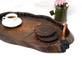 Large Ottoman Tray With Handles Live Edge Wood Serving Tray Etsy Serving Tray Wood Large Ottoman Tray Decorative Tray