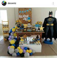Batman Theme Birthday Party Dessert Table And Decor Birthday Party Desserts Birthday Party Themes Batman Party Ideas