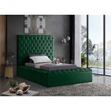 Your email address will not be published. Meridian Furniture Bliss Solid Wood Tufted Velvet Twin Bed In Green Blissgreen T
