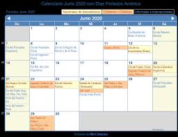 El día del padre es una celebración u homenaje dedicada a los padres.en general, la tradición católica europea lo conmemora el 19 de marzo, día de san josé, padre adoptivo de jesús. Calendario Junio 2020 Con Dias Feriados America Latina