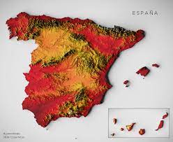 Elevation Map Of Spain A Topographic Map Of Spain I Just Made : R/Europe