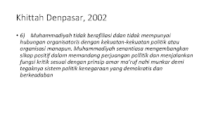 Sebagai tuntunan, sebagai pedoman dan arahan untuk berjuang bagi anggota maupun pimpinan muhammadiyah.sedangkan fungsi khittah pola pikir yang diperkenalkan muhammadiyah dalam memahami ajaran islam adalah berijtihad secara: Muhammadiyah Menyongsong Tahun Politik 2018 2019 Menyongsong Tahun
