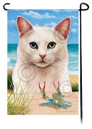 White Cat Odd Eye Summer Beach Garden Flag