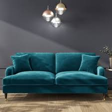 Velvet copper curtain panel 48x84. Payton Teal Blue Velvet 3 Seater Sofa Furniture123