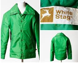 Vintage Womens Coat 70s Retro White Stag Synthetic Down
