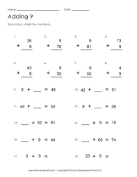 Halloween color by number addition worksheet. Adding 9 Worksheet Free Printable First Grade Math Worksheets