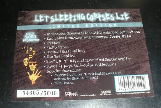 Let Sleeping Corpses Lie : The Living Dead at the Manchester Morgue limited  edition DVD