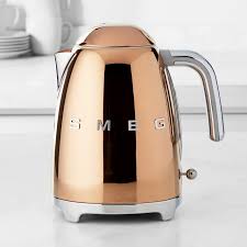 Smeg kitchen appliances are famous for their retro 1950s designs, mixing quirky looks with great performance. Smeg Basic Electric Metallic Tea Kettle Williams Sonoma