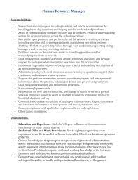 Organising staff training sessions and activities. Sample Job Description Hr Manager Doc