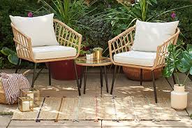 Amazon Com Quality Outdoor Living 65 Yzsp02 Hermosa 3 Piece Chat Set Tan Wicker Light Beige Cushions Garden In 2020 Beige Cushions Outdoor Living Outdoor Chairs