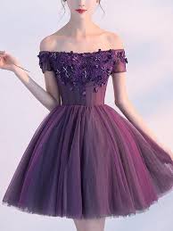 Elegant Violet Purple Tea Length Homecoming Dresses With Lace Up Back Inexpensive Homecoming D Purple Homecoming Dress Cute Dresses For Party Mini Prom Dresses