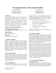 It consists of written descriptions, images, graphs. Pdf Developing Games In Alice Using Workflow Amin Roudaki Academia Edu