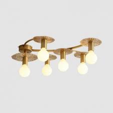 Modo lighting 15in brass flush mount ceiling lamp e26 industrial ceiling light fixture semi flushmount metal art geometric glass shape ceiling lighting for living dining room hallway (38cm) $159.99. Creative Brass Semi Flush Mount Light 6 8 Lights Metal Ceiling Light For Living Room Takeluckhome Com
