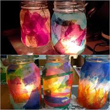 Laterne Basteln Glas Seidenpapier Bunt Schneiden Windlicht Selber Machen Windlichter Basteln Windlichter Basteln Mit Kindern Laternen Basteln