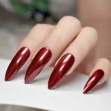 echiq stiletto kunstnagel extra lang spitz weinrot bordeaux uv gel salon party zum anpressen von kunstnage nagel design rot nagel inspiration kunstnagel